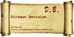 Dickman Bertalan névjegykártya